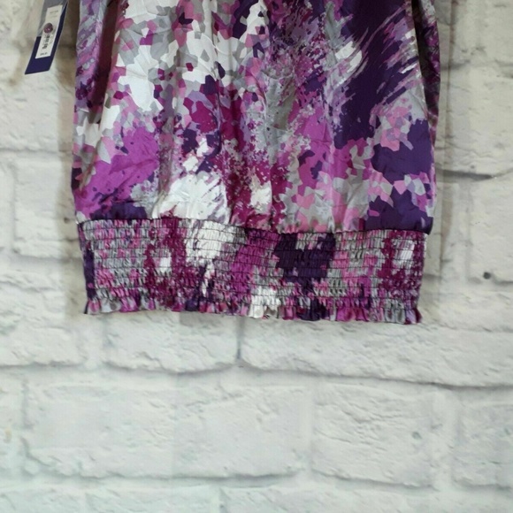 APT 9 White Purple Floral Short Sleeve Blouse Top - Picture 5 of 5